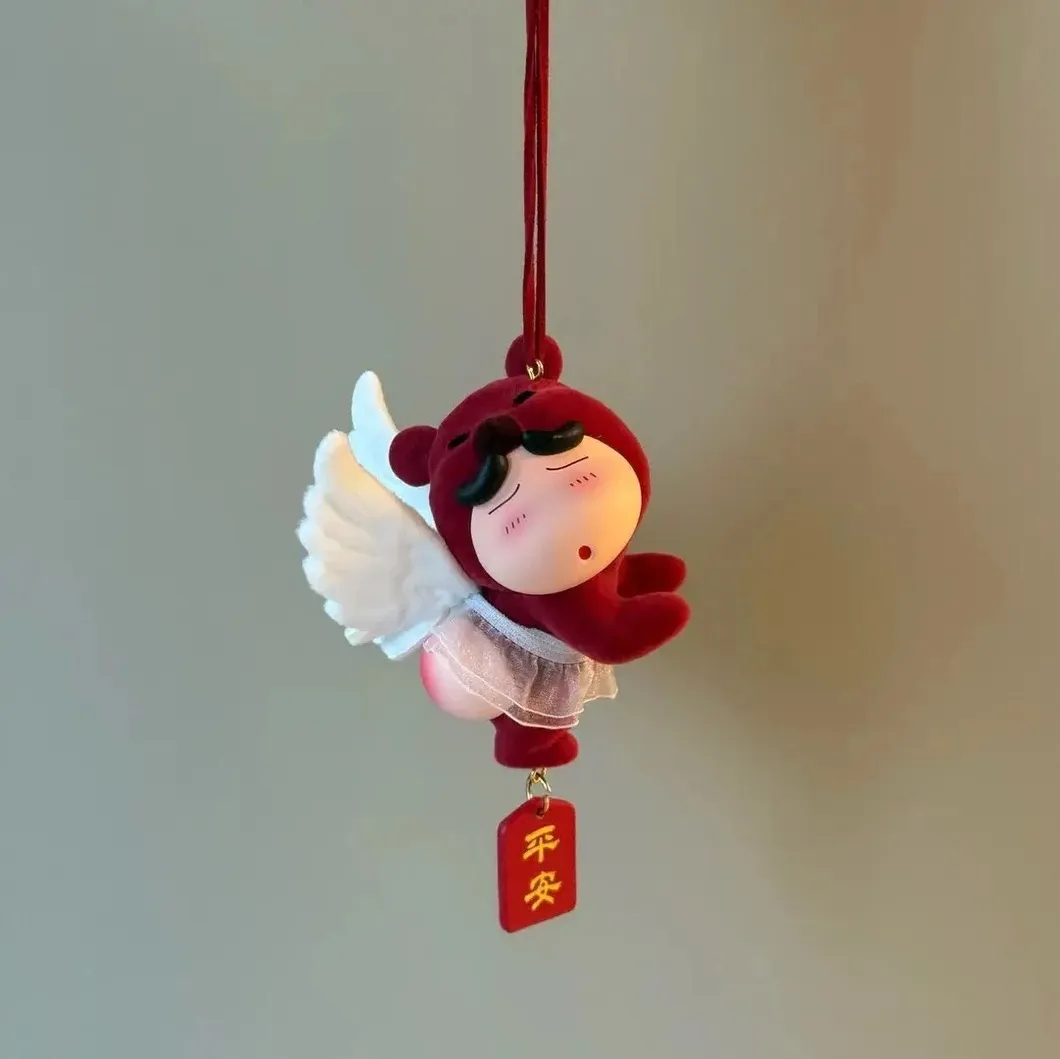 Cute Shin-chan Butt Car Hanging Ornament – Strawberry Angel Figurine, Cartoon Dashboard Decor & Kawaii Gift for Car Lovers